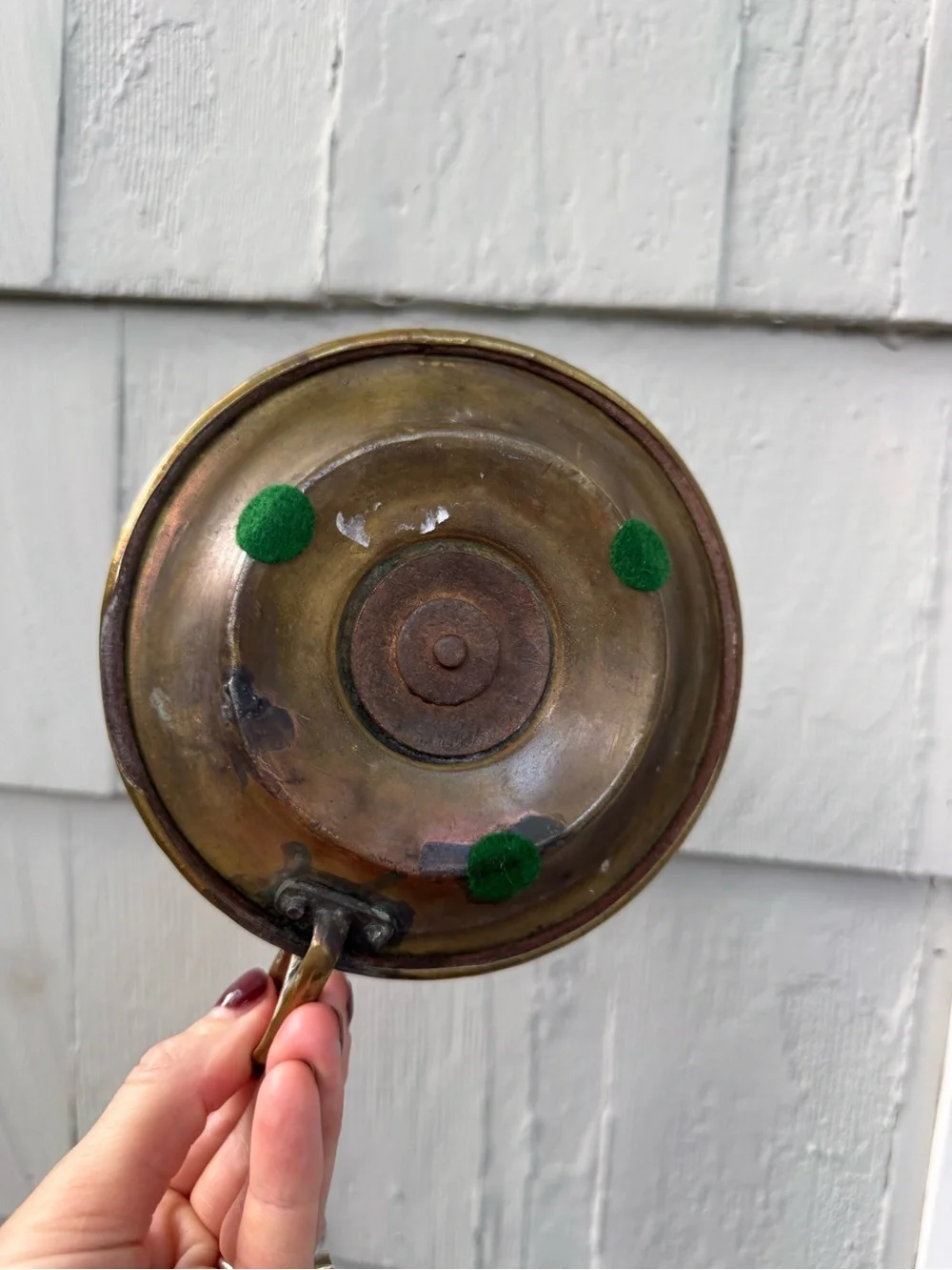 19th Cent. ANTIQUE Turned Brass Chamberstick Candlestick patina